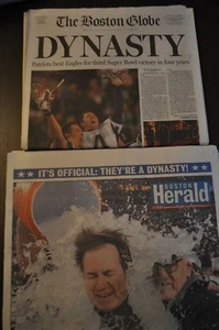 BOSTON GLOBE & HERALD PATRIOTS SUPER BOWL XXXIX CHAMPIONS FEB 2005 NEWSPAPER LOT - Imagen 1 de 5