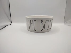 Rae Dunn Dish "THE BOSS" Dog / Cat Food Or Water Bowl White NEW - Picture 1 of 9