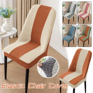 Jacquard Velvet Dining Chair Cover High Back Armchair Covers Seat Covers Elastic - Picture 1 of 24
