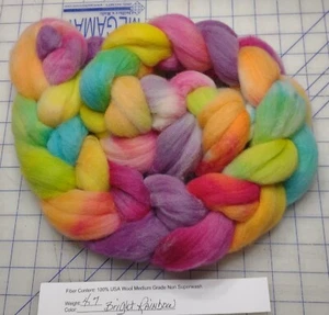USA Medium Grade Wool Combed Top Roving Spinning Felting Knitting Brite Rainbow - Picture 1 of 1