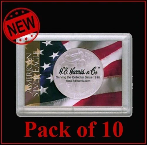 American Silver Eagle Coin Case With Flag by H.e. Harris Frosty Edges 2x3
