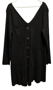 Asos Curve Damen Kleid Gr. 18 Schwarz mit Knöpfen A-Linie Langarm Gerippt Neu! - Bild 1 von 6