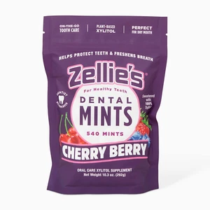 Zellie's | Mentas de aliento de bayas de cereza 100 % xilitol sin azúcar | Sin OGM, bajas en calorías - Imagen 1 de 12