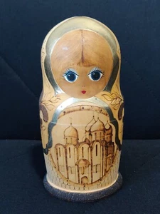Russian Nesting Doll Ceprueb Nocag 10 Piece Hand Painted Cauterized Fleur Palace - Picture 1 of 13