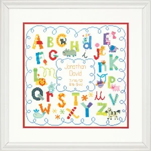 Dimensions Birth Record - Alphabet - 14 Count Cross Stitch Kit - Picture 1 of 2