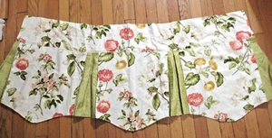 Williamsburg rosa floreale Peekaboo foderato Valance 49"" X 21"" verde ruggine giallo bello - Foto 1 di 5
