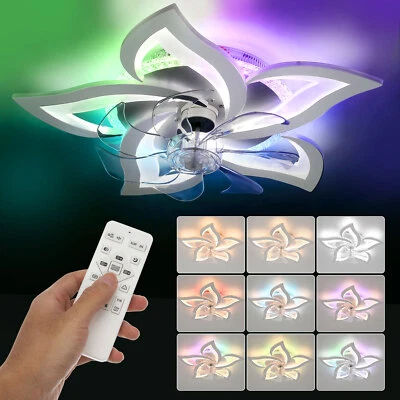 RGB LED Ceiling Fan Light Dimmable Chandelier Bedroom Lamp with Remote Control - Image 1 of 4