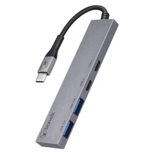 Bonelk Long-Life USB-C 4in1 Multiport Slim Hub Adapter For PC/Laptop Space Grey - Picture 1 of 6