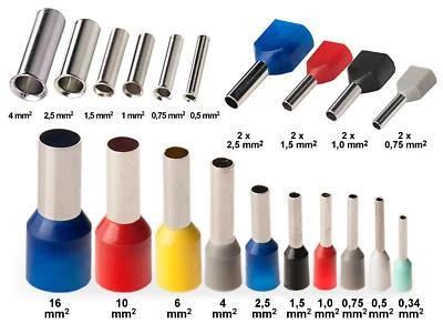 Aderendhülsen isoliert unisoliert blank 0,34-16 mm² Sortiment Box Dose Kabel