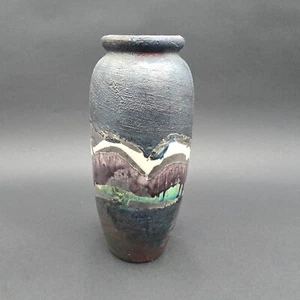 Mystic Fire Raku Pottery Vase Canada by Wendy Squirrel 8.5" Tall - Picture 1 of 6