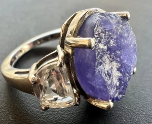 Anello Estate Chuck Clemency STS argento sterling zaffiro bianco tanzanite taglia 5 - Foto 1 di 8