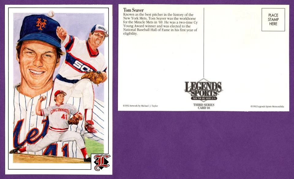 Tom Seaver Mets / Rojos / Medias Blancas 1992 Legends Mag. Postal #10 de 3,5" x 5,5" Foto 1 de 1