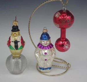 WEST GERMANY MERCURY GLASS LOT OF 3  ORNAMENTS CLOWN BIRD AND ICICLE - Picture 1 of 5