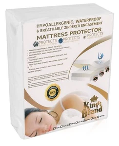 Kings Brand Zippered Fully Encased Waterproof Mattress Protector - Twin Size - Picture 1 of 6