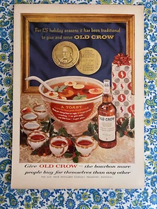 Vintage 1960 Old Crow Bourbon Print Ad Christmas Holiday Season - Bild 1 von 7