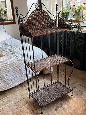 Set of two metal and rattan bookcases - Image 1 of 4