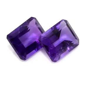 5.33 Cts Certified Natural Amethyst Octagon Cut Pair 10x8 mm Unheated Loose Gems - Picture 1 of 6