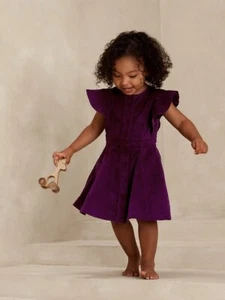 Banana Republic Girl's Violet Purple Corduroy Ruffle Sleeve Dress size 4 NWOT - Picture 1 of 6