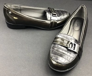Life Stride Women’s Size 7M Dark Green Gray Loafer Croc Detail Nickel Buckle - Picture 1 of 10