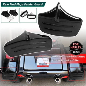 Black Rear Mud Flaps Fender Guard For Harley Tri Glide Ultra Classic FLHTCUTG - Picture 1 of 19