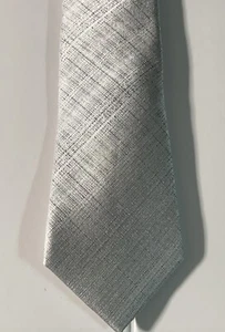 Calvin Klein Neck Tie Silk Blend Silver Faded Plaid Pattern MSRP $69.50 NWT - Picture 1 of 4