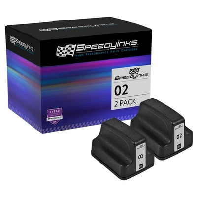 SPEEDY 2PK Replacements HP 02 Ink Cartridge C8721WN Black PhotoSmart C5180 C6180 - Image 1 of 4