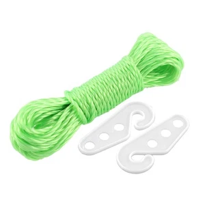 Home Outdoor Plastic Multipurpose Clothesline Green 33ft w 2 Hooks - Picture 1 of 2