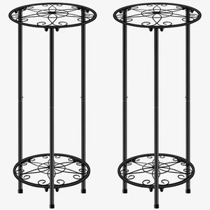CASIMR Soporte para Plantas Interior Exterior, Metal A Prueba de Óxido Estante para Flores 2 Niveles 23.9 i... - Imagen 1 de 6