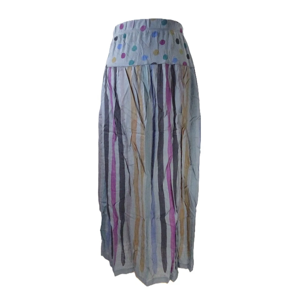 Gudrun Sjoden Siena Skirt Size XL 20 Grey Striped Polka Dot Modal Midi: 33" Long - Image 1 of 4