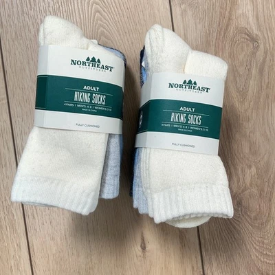 Calcetines de senderismo Northeast Outfitters para adultos 2 paquetes de 4 pares totalmente acolchados nuevos Foto 1 de 4