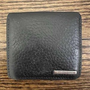 Ermenegildo Zegna Black Pebble Luxury Leather Bifold Coin Wallet Purse Free Ship - Picture 1 of 6