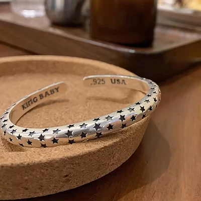 Vintage Handmade Elegant Womans Cuff Bangle Bracelet 925 Sterling Silver Jewelry - Image 1 of 4