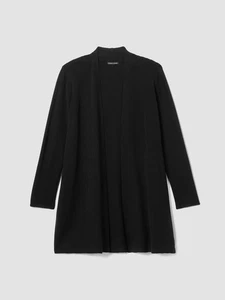 NEW Eileen Fisher Fine Crepe Wool Cardigan in Black Size M #S7979 - Picture 1 of 9
