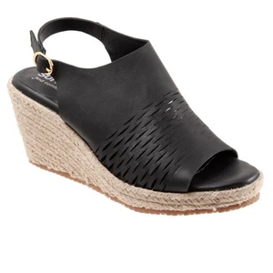 Softwalk Hixson S2207-001 Womens Black Leather Wedges Sandals Shoes 5.5 - Picture 1 of 8