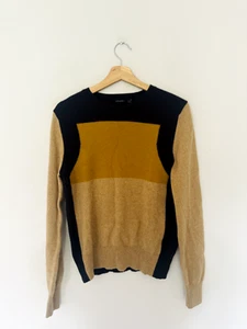 M&S Autograph Cashmere Jumper Size 10 Purple Beige Soft Knit Colourblock - Picture 1 of 7