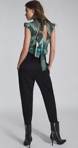 Reiss Zanna Placement Print Green Top RRP£135 (UK6) - Picture 1 of 5