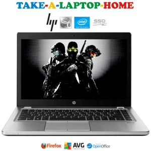 HP Folio Laptop i5 2.9GHz SSD HD 14.1" Office AntiVirus WiFi Backlit Keyboard - Picture 1 of 9