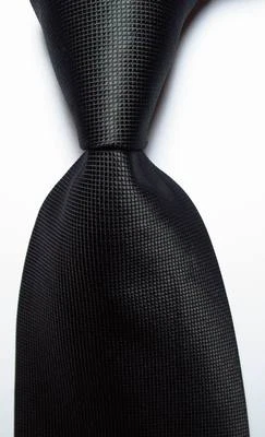 New Classic Checks Full Black JACQUARD WOVEN 100% Silk Men's Tie Necktie - Image 1 of 2