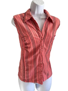 Kommotion NY ärmellose Bluse Größe M orange gestreift - Bild 1 von 6