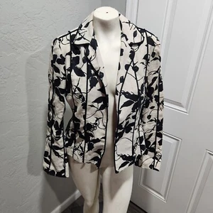 Giancarlo Ferrari Blazer Damen Gr. 6 Leinen Blumen reif adrett leise Luxus - Bild 1 von 6