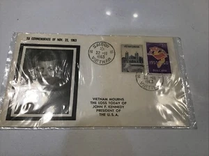 First Day Issue John F Kennedy Vietnam 11/22/63 Sealed Envelope Stamped Stunning - Picture 1 of 3