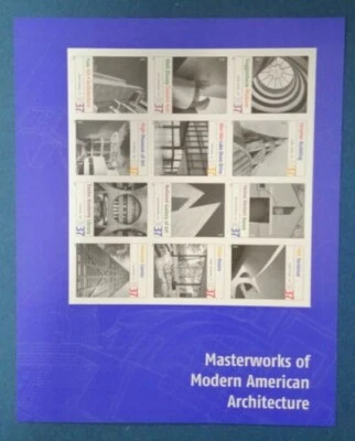 37 cent stamps Masterworks of Modern American Architecture sheet pane of 12 - Image 1 of 2