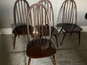 4 Ercol Windsor Quaker Bow Back Dining Chairs Traditional c1970 - Picture 1 of 12