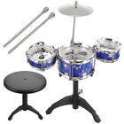 Blue Kids Jazz Drum Set & Stool - Educational Percussion Gift For Boys-