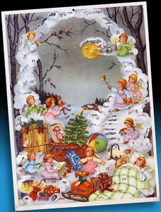 HERRLICHER ALTER ADVENTSKALENDER FABIG DISTLING HMMELSTREPPE DER ENGLEIN 50er - Bild 1 von 1