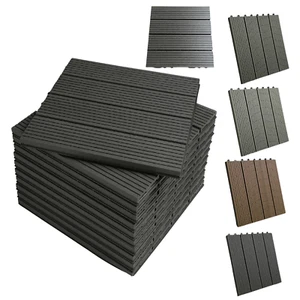 1 x WPC Decking Tiles Garden Patio Balcony Interlocking Composite Decking Floor - Picture 1 of 21
