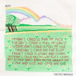 Aguja de cactus pintada a mano lona punta de aguja lunes niño es justo de cara 14x13 - Imagen 1 de 4