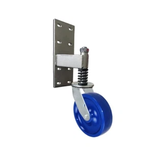 Heavy Duty Spring Loaded Gate Caster | 1,000 lbs Capacity | 8" Blue Solid Poly - Picture 1 of 1