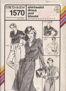 1570 STRETCH & SEW um 1979 - Shirttaille KLEID & BLUSE - B 28-44" - Bild 1 von 2