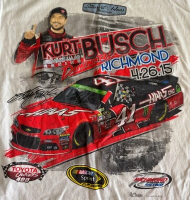 Camiseta Kurt Busch Dominates Richmond 42615 manga corta gráfica Stewart Haas Ra Foto 1 de 3